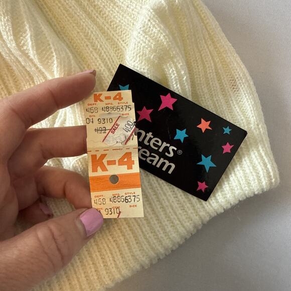 K Mart NWT Winters Dream Knit Women’s OS Beanie Slouch Hat Neutral Cream - Picture 4 of 10